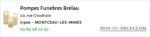 Avis de décès - Montceau-les-Mines - Pompes Funebres Brelau