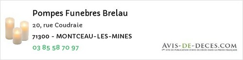 Avis de décès - Montceau-les-Mines - Pompes Funebres Brelau