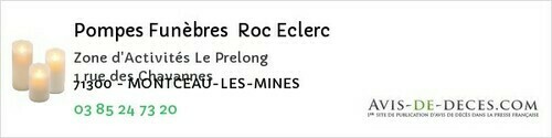 Avis de décès - Montceau-les-Mines - Pompes Funèbres Roc Eclerc