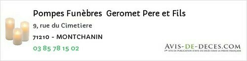 Avis de décès - Beaurepaire-en-Bresse - Pompes Funèbres Geromet Pere et Fils