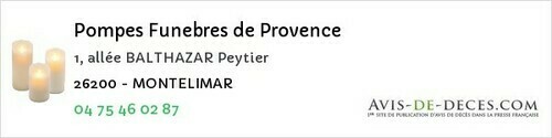 Avis de décès - Pontaix - Pompes Funebres de Provence