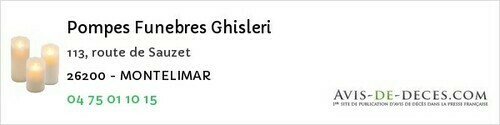 Avis de décès - Montélimar - Pompes Funebres Ghisleri
