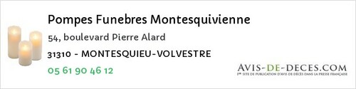 Avis de décès - Castelnau-D'estrétefonds - Pompes Funebres Montesquivienne