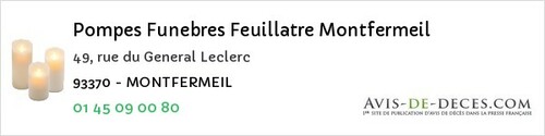 Avis de décès - Gournay-sur-Marne - Pompes Funebres Feuillatre Montfermeil