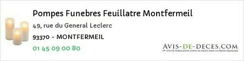 Avis de décès - Montfermeil - Pompes Funebres Feuillatre Montfermeil