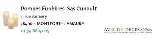 Avis de décès - Les Essarts-Le-Roi - Pompes Funèbres Sas Cunault