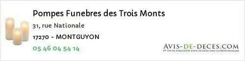 Avis de décès - Plassac - Pompes Funebres des Trois Monts