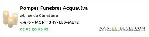 Avis de décès - Knutange - Pompes Funebres Acquaviva
