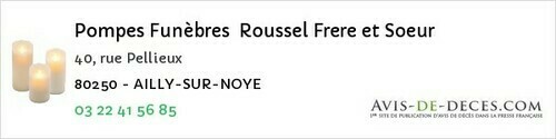 Avis de décès - Ailly Sur Noye - Pompes Funèbres Roussel Frere et Soeur