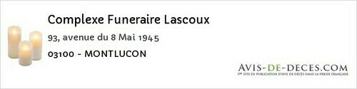 Avis de décès - Paray-le-Frésil - Complexe Funeraire Lascoux