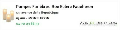 Avis de décès - Saint-Léopardin-D'augy - Pompes Funèbres Roc Eclerc Faucheron