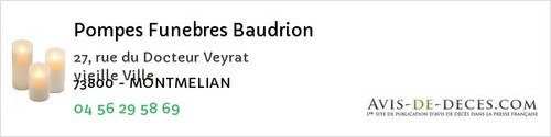 Avis de décès - Les Chavannes-En-Maurienne - Pompes Funebres Baudrion