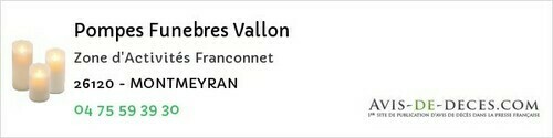 Avis de décès - Francillon-sur-Roubion - Pompes Funebres Vallon