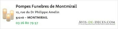 Avis de décès - Éclaires - Pompes Funebres de Montmirail