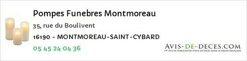 Avis de décès - Saint-Simeux - Pompes Funebres Montmoreau