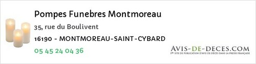Avis de décès - Mons - Pompes Funebres Montmoreau