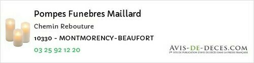 Avis de décès - Montmorency Beaufort - Pompes Funebres Maillard