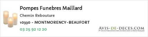 Avis de décès - Montmorency Beaufort - Pompes Funebres Maillard