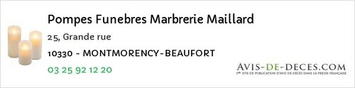 Avis de décès - Barberey-Saint-Sulpice - Pompes Funebres Marbrerie Maillard