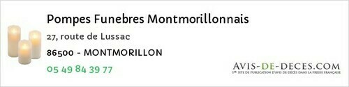 Avis de décès - Saint-Gervais-Les-Trois-Clochers - Pompes Funebres Montmorillonnais