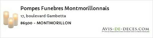 Avis de décès - Nalliers - Pompes Funebres Montmorillonnais
