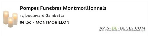 Avis de décès - Moncontour - Pompes Funebres Montmorillonnais