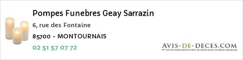 Avis de décès - Marsais-Sainte-Radégonde - Pompes Funebres Geay Sarrazin
