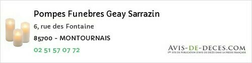Avis de décès - Olonne-sur-Mer - Pompes Funebres Geay Sarrazin