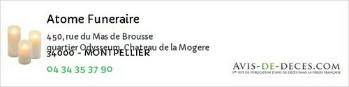 Avis de décès - Clapiers - Atome Funeraire