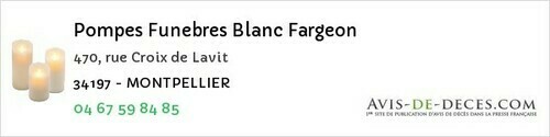 Avis de décès - Sérignan - Pompes Funebres Blanc Fargeon