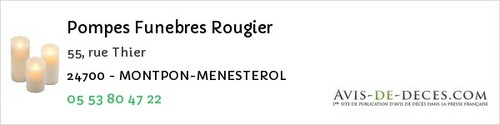 Avis de décès - Saint-Vincent-De-Connezac - Pompes Funebres Rougier