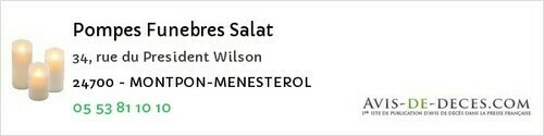 Avis de décès - Maurens - Pompes Funebres Salat