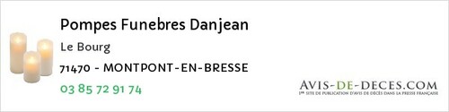 Avis de décès - Saint-Nizier-Sur-Arroux - Pompes Funebres Danjean