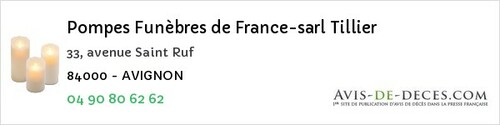 Avis de décès - Monieux - Pompes Funèbres de France-sarl Tillier