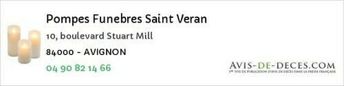 Avis de décès - Travaillan - Pompes Funebres Saint Veran