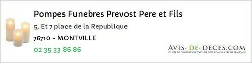 Avis de décès - Darnétal - Pompes Funebres Prevost Pere et Fils