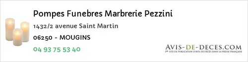 Avis de décès - Valbonne - Pompes Funebres Marbrerie Pezzini