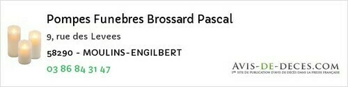 Avis de décès - Lanty - Pompes Funebres Brossard Pascal