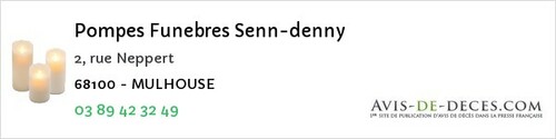 Avis de décès - Soultzbach-les-Bains - Pompes Funebres Senn-denny