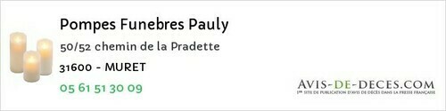 Avis de décès - Verfeil - Pompes Funebres Pauly