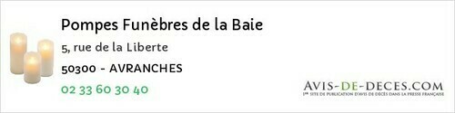 Avis de décès - Condé-sur-Vire - Pompes Funèbres de la Baie