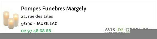Avis de décès - Erdeven - Pompes Funebres Margely