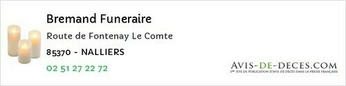 Avis de décès - La Guyonnière - Bremand Funeraire