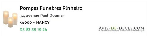 Avis de décès - Laronxe - Pompes Funebres Pinheiro