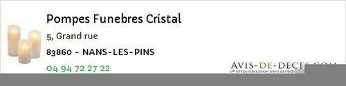 Avis de décès - Ayguade-Ceinturon - Pompes Funebres Cristal