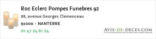 Avis de décès - La Garenne-Colombes - Roc Eclerc Pompes Funebres 92