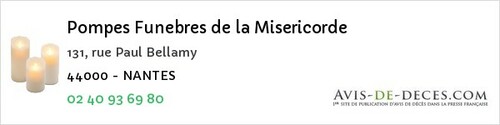 Avis de décès - La Chapelle-Glain - Pompes Funebres de la Misericorde