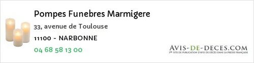 Avis de décès - Castelnau-D'aude - Pompes Funebres Marmigere