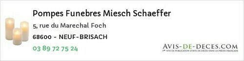 Avis de décès - Issenheim - Pompes Funebres Miesch Schaeffer