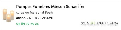 Avis de décès - Wolschwiller - Pompes Funebres Miesch Schaeffer